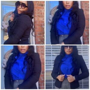 H&M Black Textured Blazer- Bx091725